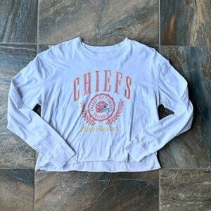 Tailgate Chiefs Long Sleeve Crop Top Women's Size Small White
